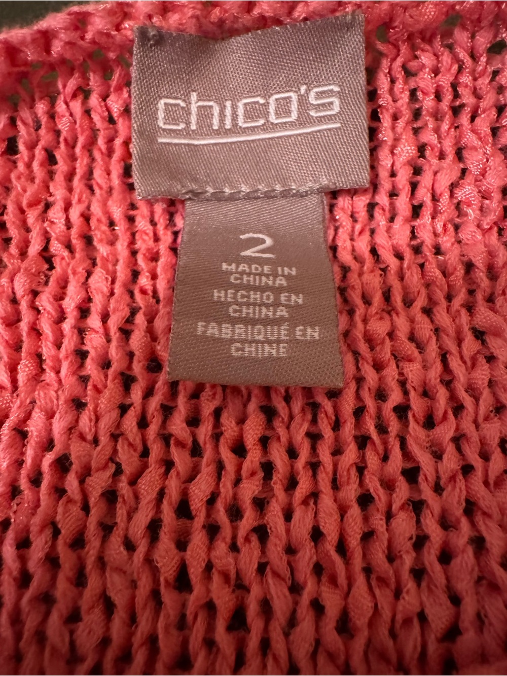 Chico's Coral-Pink Crewneck Knit Sweater Size 2( Large) - Picture 4 of 5